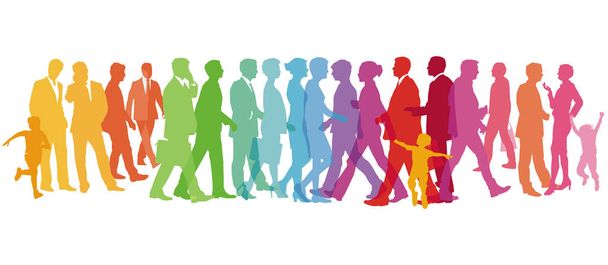 colorato grande gruppo di persone - illustrazione vettoriale
 - Vettoriali, immagini