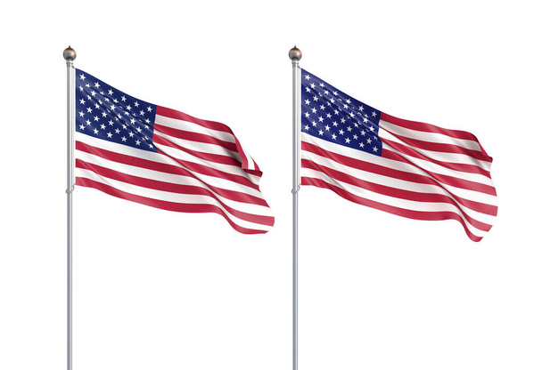 ondeando la bandera de EE.UU. ilustración 3d para su diseño. - Ilustración 3d
 - Foto, Imagen