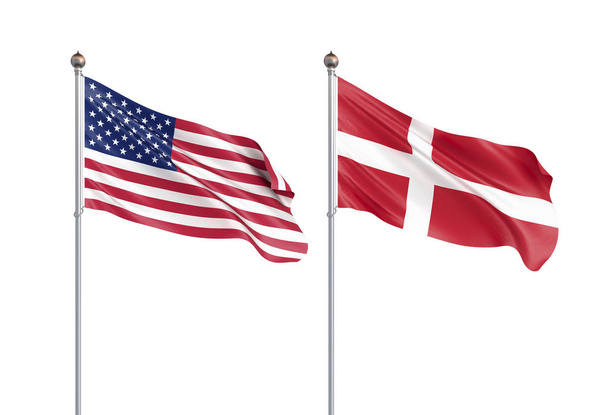 Bandera de Dinamarca soplando en el viento. Textura de fondo. illistr 3d
 - Foto, Imagen