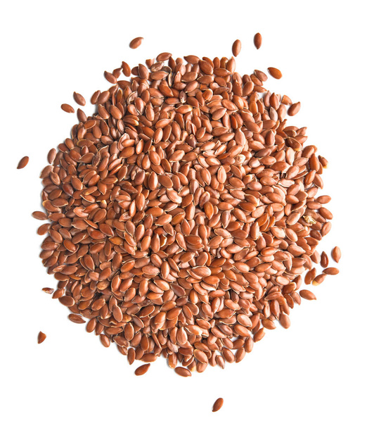 Heap of flax seeds on white background - Photo, Image