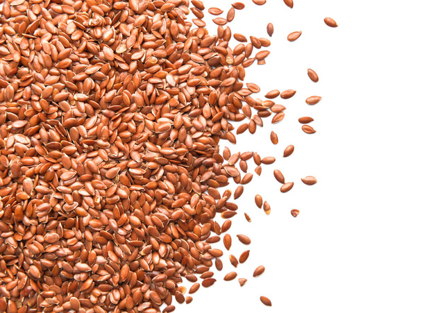 Heap de sementes de linho no fundo branco - Foto, Imagem