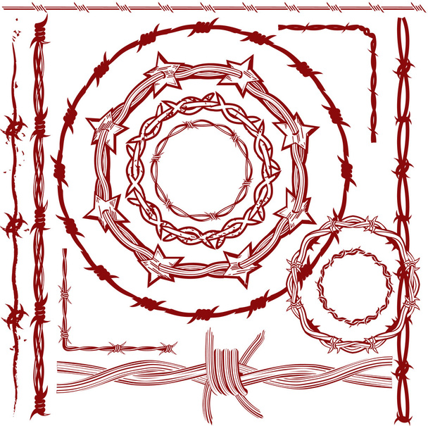 roestige prikkeldraad collectie - Vector, afbeelding