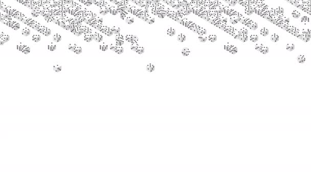 Lanza el patrón isométrico virtual de Dice 3D, ilustración del diseño del concepto de riesgo de apuesta en la animación de fondo blanco 4K, con espacio de copia
 - Metraje, vídeo