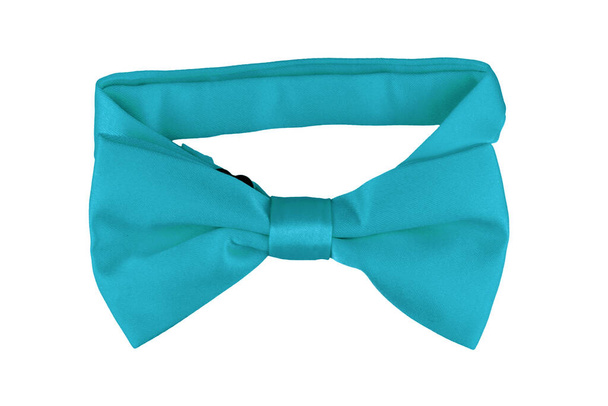 Fashionable turquoise bow tie isolated on white background - Photo, Image