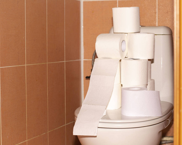 toilet rolls on the toilet - Photo, Image