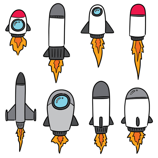 vector set of rocket and space ship - Vector, Image