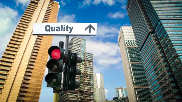 Señal callejera el camino a la calidad
  - Metraje, vídeo