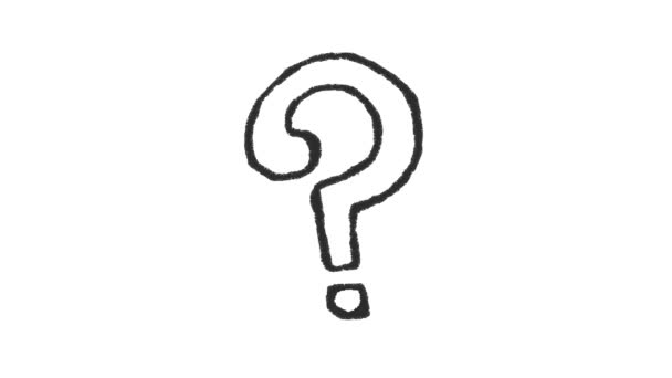 Handmade question mark doodle animation. Pure white background. - Footage, Video
