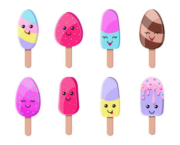 colorful ice cream stickers - Vector, afbeelding