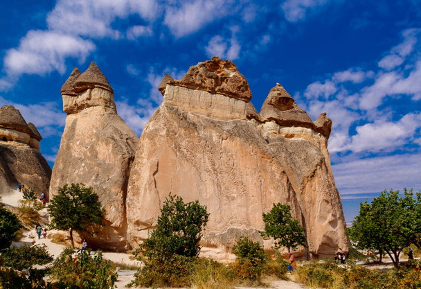 Cave house of Fairy Chimneys rocks mushroom in Pasabag, Monks Valley, Cappadocia, Turkey. - Foto, Imagen