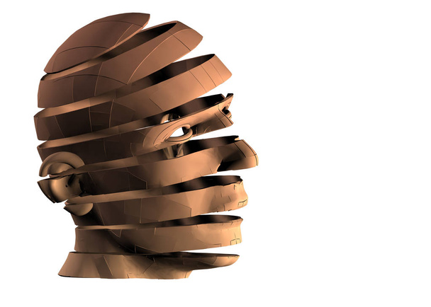Az emberi fej csíkokra van vágva. 3D-s renderelés. - Fotó, kép