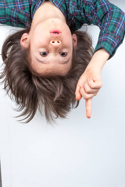 Young boy with his long hair - 写真・画像