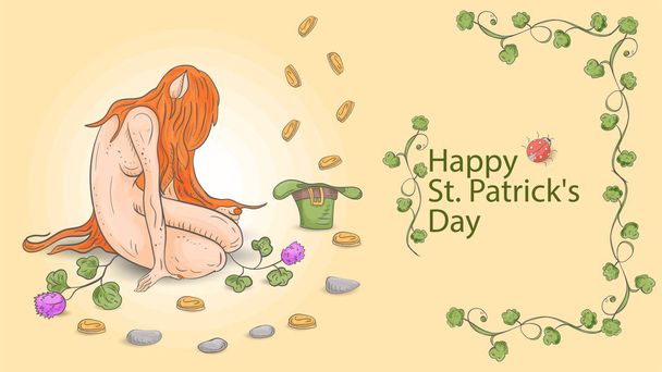 Ilustracja zarys sztandar kolor z St Patricks dzień w st - Wektor, obraz