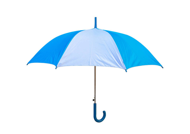 isolated blue and white umbrella on white background  - Foto, Bild