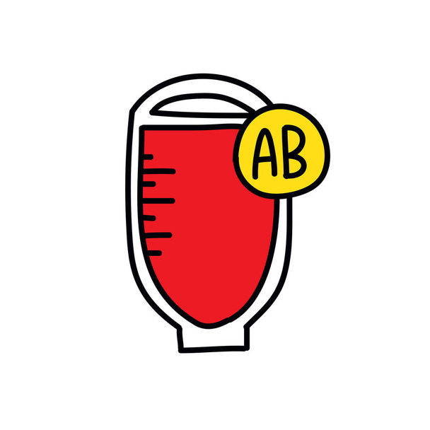 donación de sangre garabato icono, vector de ilustración - Vector, Imagen