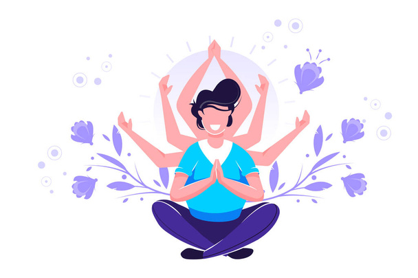 concept of meditation, health  - Vector, Image