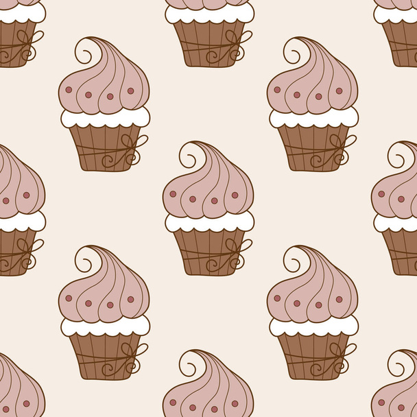 Cupcake sem costura padrão
 - Vetor, Imagem