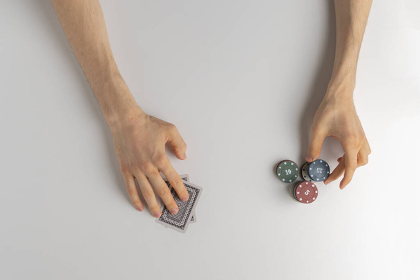 a gambling addiction, playing the card games and loosing money concept - Фото, изображение