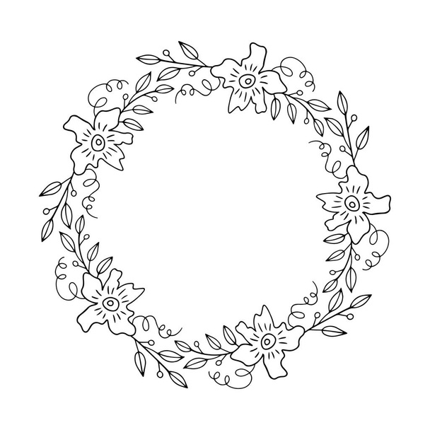 Hand drawn floral wreath. - Vektör, Görsel