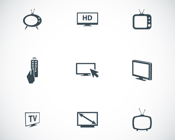 Vector black TV icons set - ベクター画像