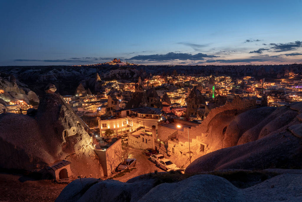 Goreme at night, Cappadocia, Turkey - Foto, Imagen