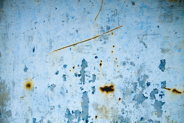 OLd blue shelled and rusty wall background  - Photo, Image