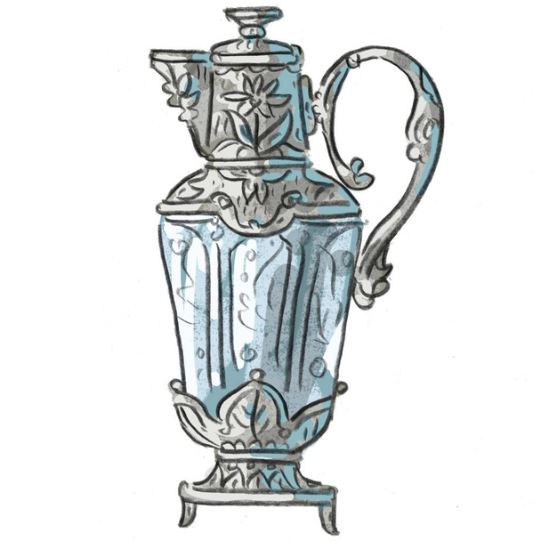 Illustration with antique vintage baroque jug - Vector, afbeelding