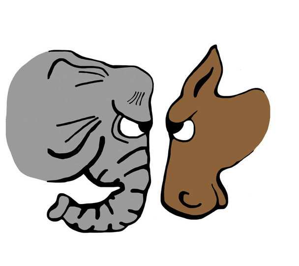 Elefante e burro virados para baixo
 - Foto, Imagem