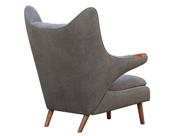Mid-century gray fabric wing chair. 3d render. - Photo, Image