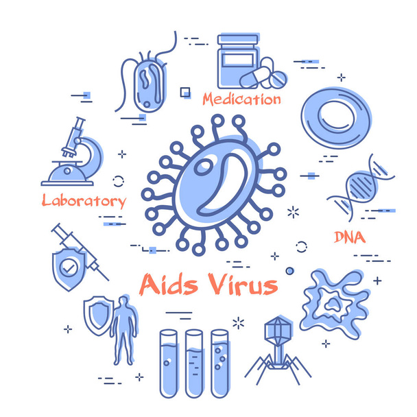 Vektorová koncepce bakterií a virů - pomáhá hiv ikona - Vektor, obrázek