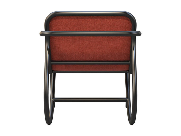 Yüzyılın ortalarında yumuşak koltuğu ve arkası olan kırmızı kumaş koltuk. 3d hazırlayıcı. - Fotoğraf, Görsel