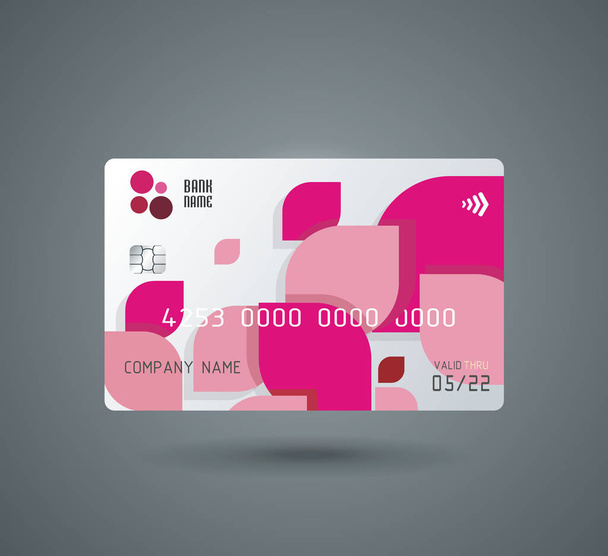Cartão de crédito com forma geométrica abstrata de tijolos rosa
 - Vetor, Imagem