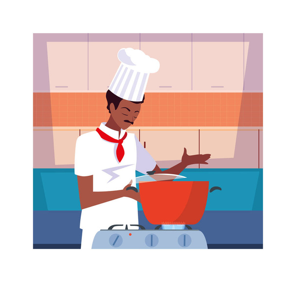 человек приготовления пищи, шеф-повар в белой форме
 - Вектор,изображение