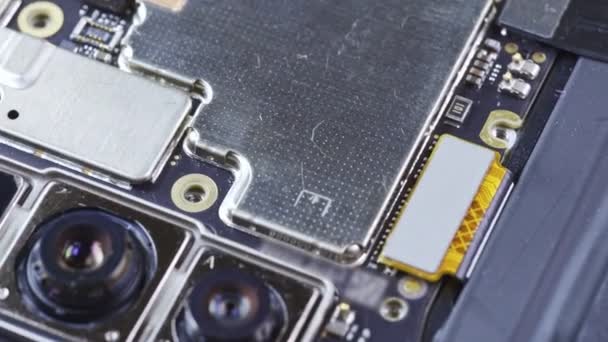 Electronic parts of a smartphone. Macro view - Video
