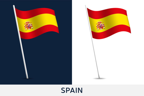 Векторный флаг Испании. Размахивая национальным флагом Испании изолированы по whi
 - Вектор,изображение