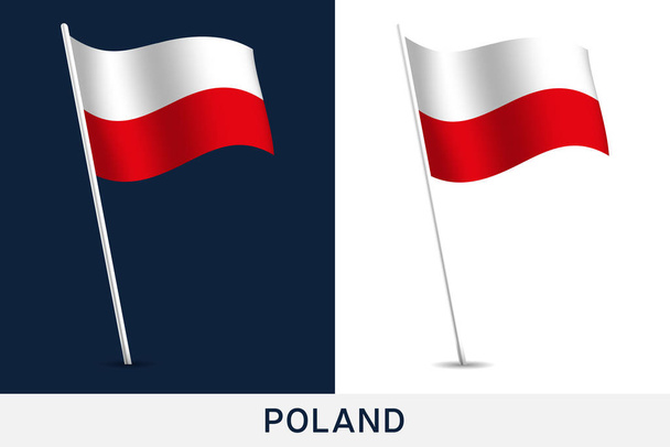 Векторный флаг Польши. Размахивая национальным флагом Польши изолированы на w
 - Вектор,изображение