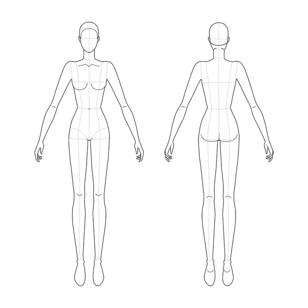 Fashion template of standing women.  - Vector, Imagen