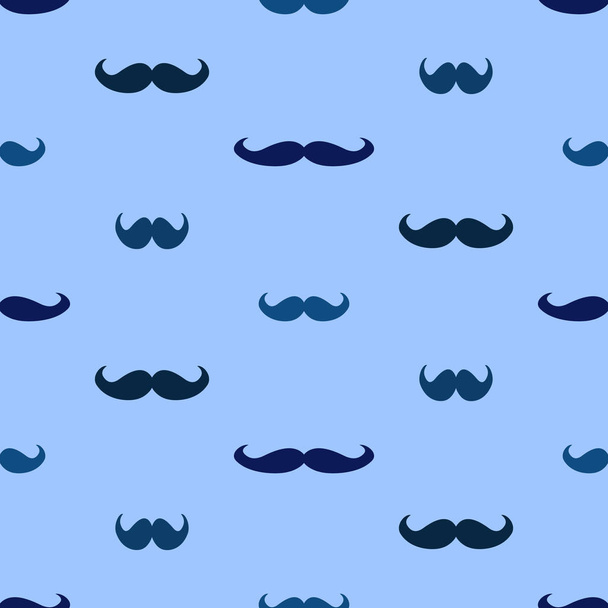 Fathers day vector seamless pattern, geometrical background with mustaches in blue color. Good for prints, web and texture - Wektor, obraz