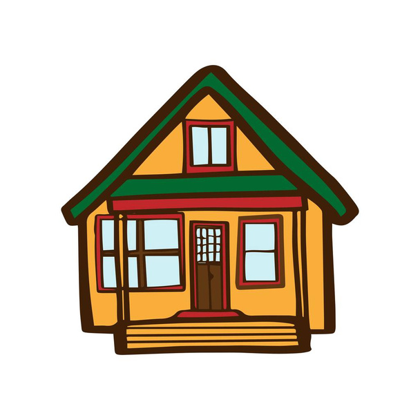 Cute little house in colored cartoon style isolated on white background. Vector stock illustration architecture for children. - Vector, Image