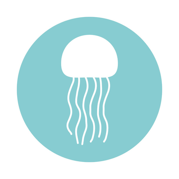 İzole edilmiş denizanası blok biçim ikonu vektör tasarımı - Vektör, Görsel