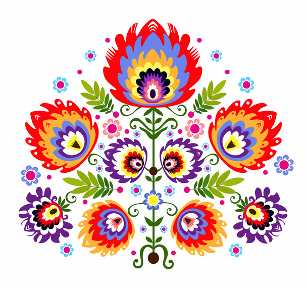 民俗刺繍の花 - ベクター画像