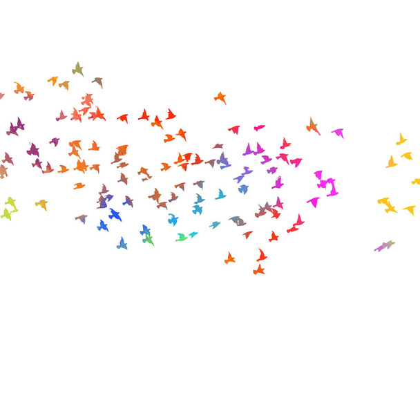 Wielobarwne ptaki. Stado latających tęczowych ptaków. Ilustracja wektora - Wektor, obraz