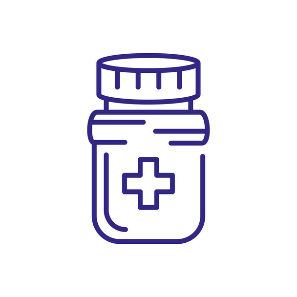 medical pill bottle icon, line detail style - Vector, afbeelding