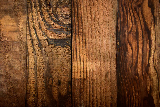brown wood barn wall plank texture background, top view of old wooden table - Photo, Image