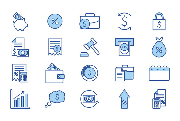 Isolated money line and fill style icon set vector design - Вектор,изображение