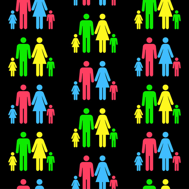 nahtloses Muster mit Silhouetten von Personen unterschiedlicher Herkunft - Vektor, Bild