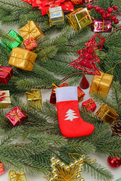 Chaussette de Noël avec cadeaux
 - Photo, image