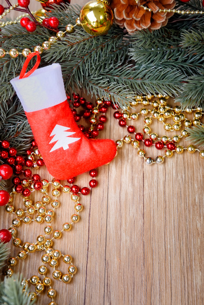 Christmas sock with gifts border frame - Photo, Image
