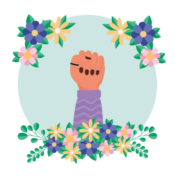 Рука з квітами і листям жінок розширення векторний дизайн
 - Вектор, зображення
