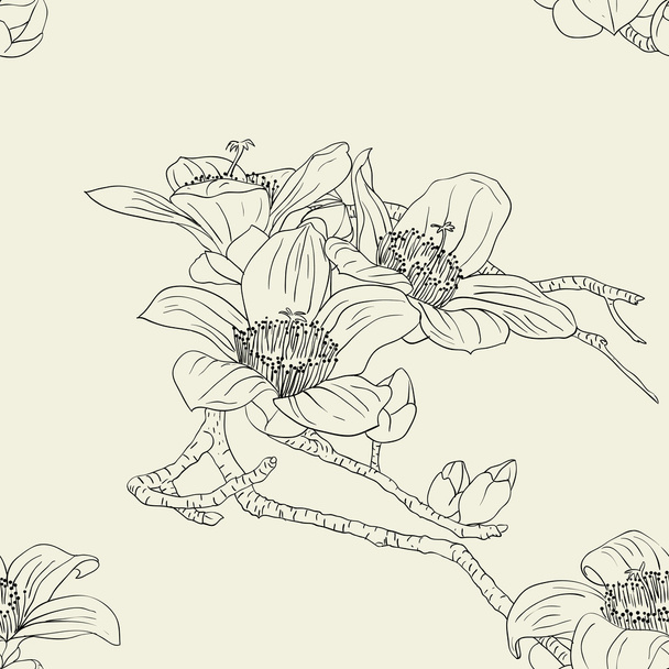 Seamless wallpaper with orchid flowers - Vector, Image